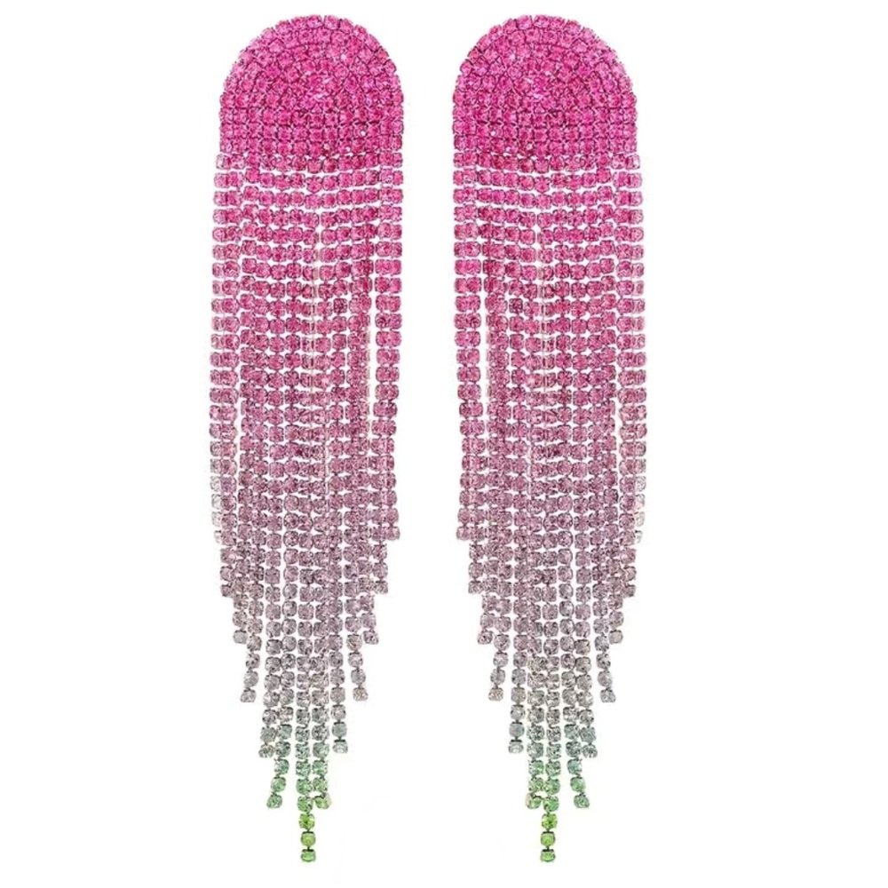 Chandelier sparkler earrings - Pink to green